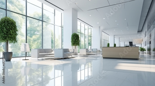 Interior of modern office in white wall building lob photo