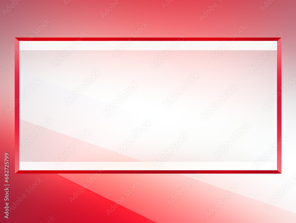 A clean red geometric frame with a modern rectangular design on a light background. Empty space for text.