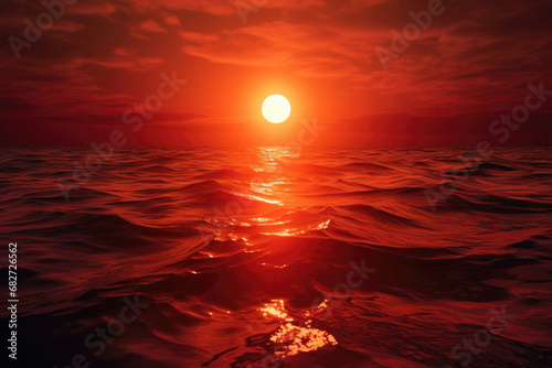 Orange sunset on the sea