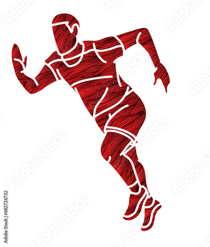 Running Action Movement Marathon Runner A Man Start Running Cartoon Sport Graphic Vector