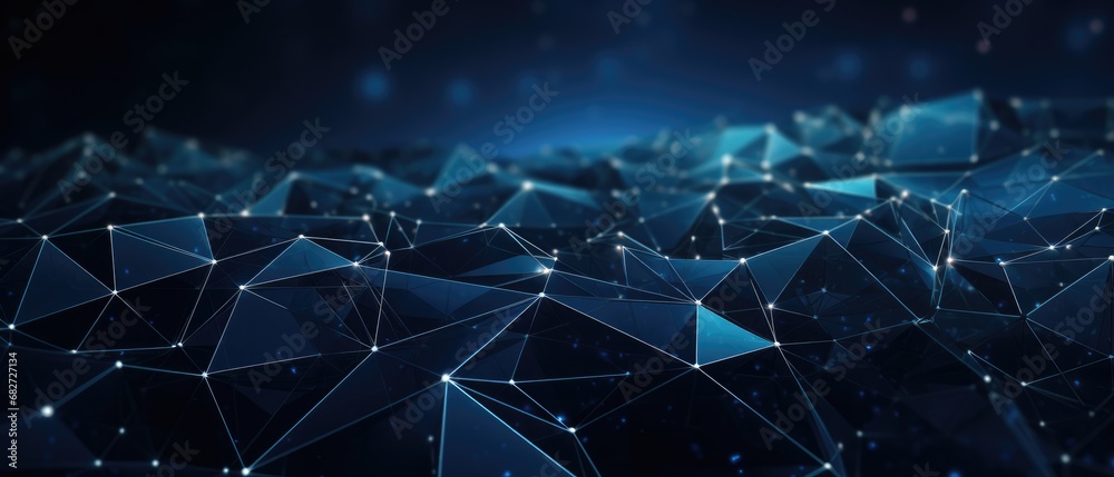 Technology Network Triangle Background Glowing plexus. Big data. Network or connection. Abstract technology science background. 3d rendering high resolution. - obrazy, fototapety, plakaty 