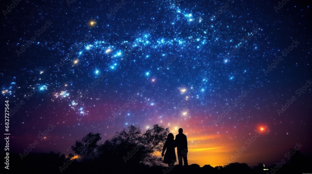 Couple watching the stars in the sky
