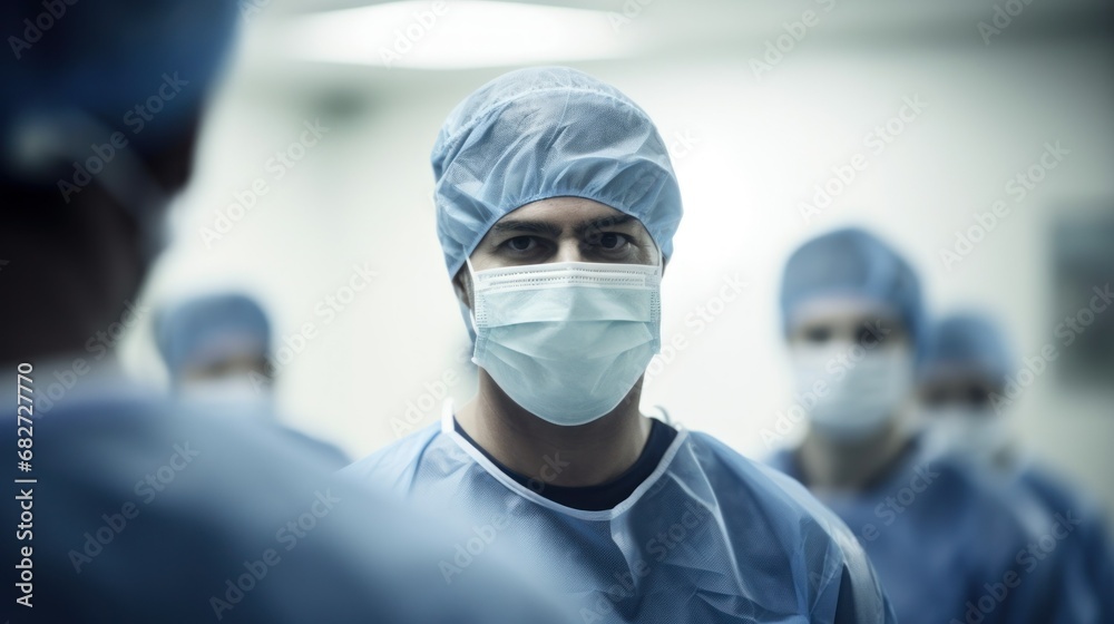 A team of doctors and nurses prepared for surgery A team of doctors and nurses prepared for surgery