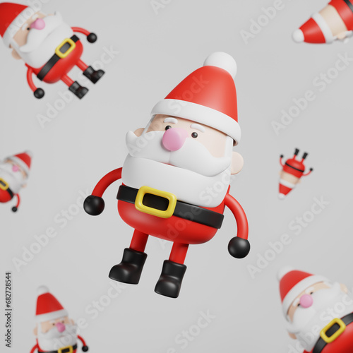 3d Santa Claus. Holiday card, web poster. Happy New Year and Merry Christmas. 3D character