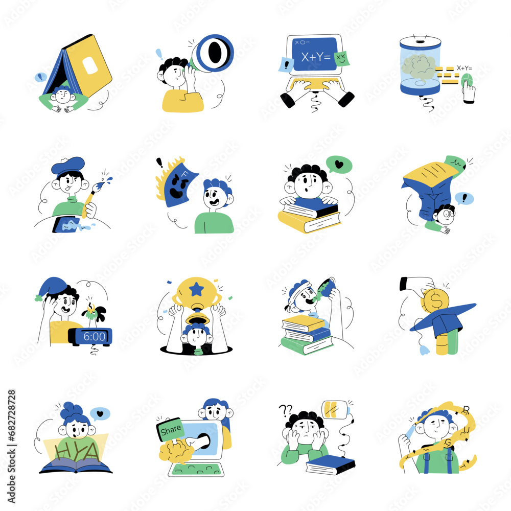 Fototapeta premium Modern Pack of Education Hand Drawn Illustrations 