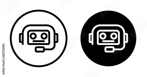Intelligent Bot vector illustration set. Chat bot vector illustration symbol. Assistant robot vector illustration sign. Website chatbot vector illustration for UI designs in black and white color. photo