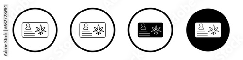 Medical Marijuana Card vector illustration set. Cannabis weed license vector illustration symbol for UI designs in black and white color.
