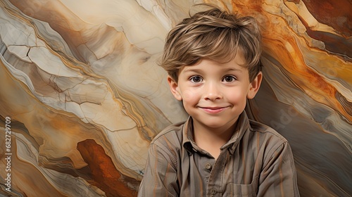 Thrilled Child with Pastel Gneiss Background photo