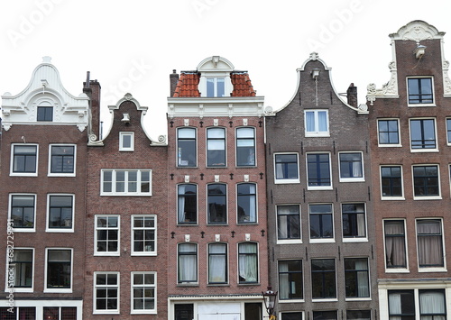 Amsterdam Singel Canal House Facades View, Netherlands