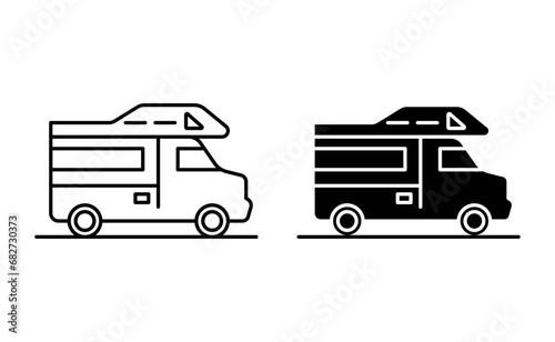 Campervan vector icon set. vector illustration