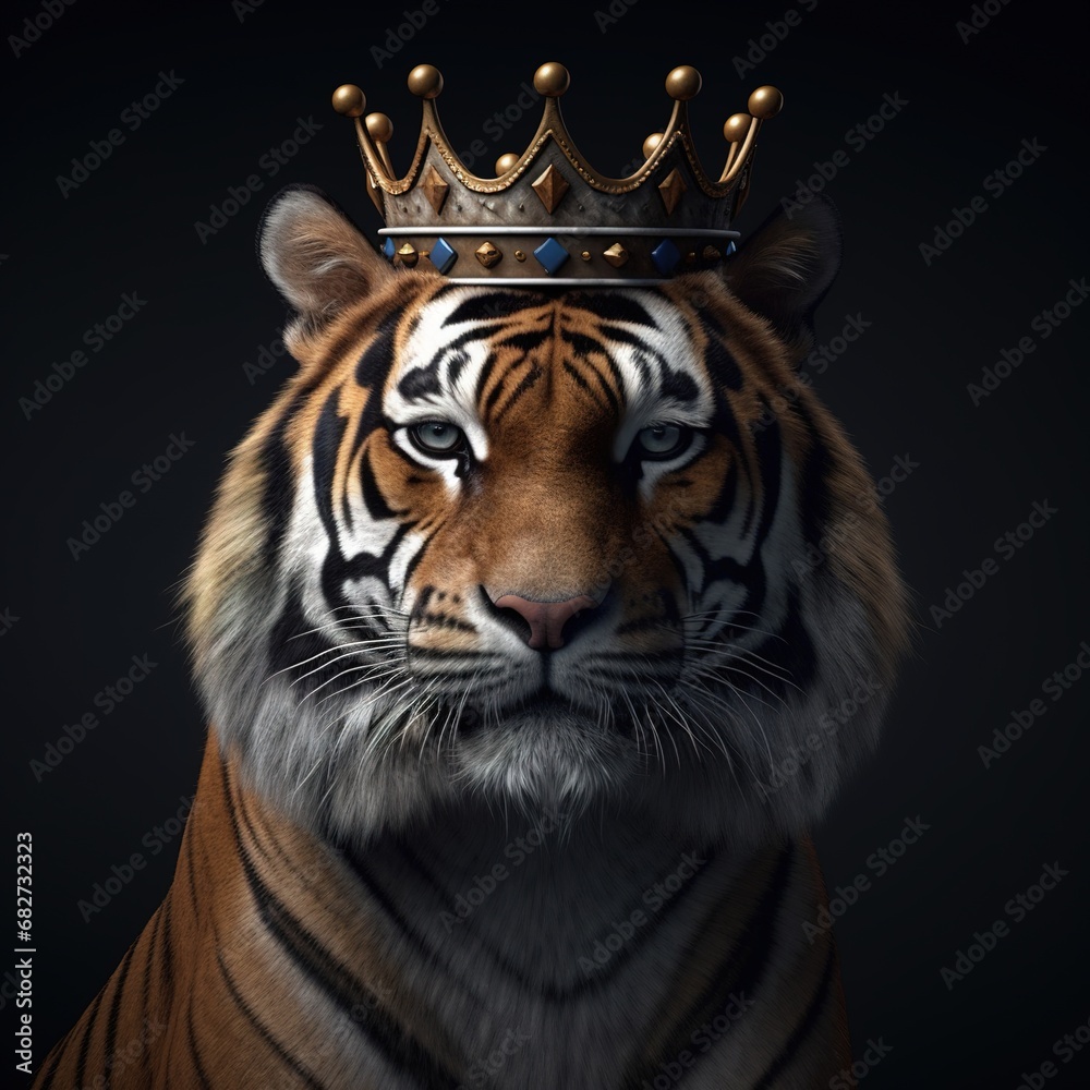 Obraz premium portrait of a majestic tiger with a crown