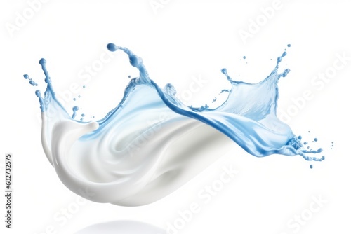 white, red and blue liquid splash isolated on white. AI Generated