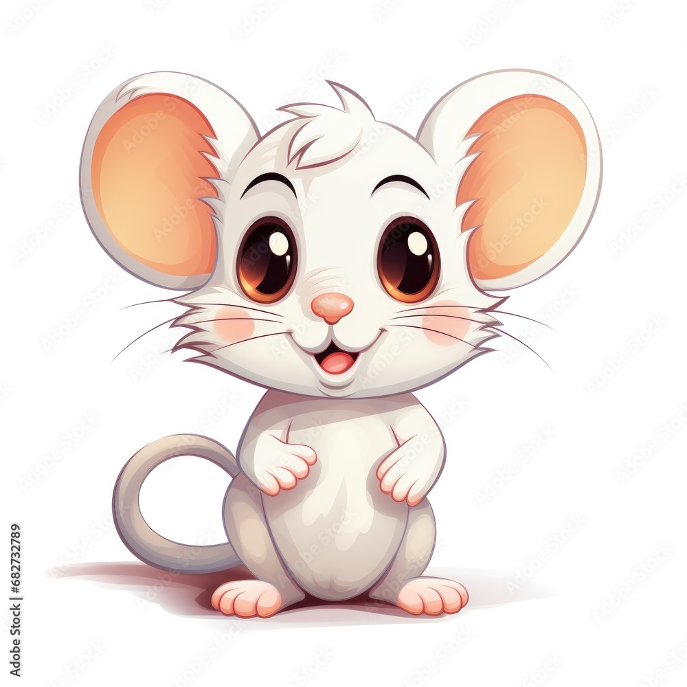 Cute cartoon 3d character rat on white background Cute cartoon 3d character rat on white background