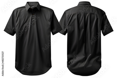 Men's black collared shirt isolated on transparent background ,generative ai