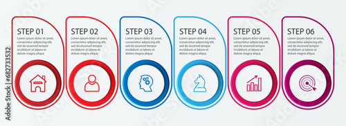 Simple infographic with 3 parts or options, simple design full of colors, interrelated circle and square shapes, icons, text and numbers, for presentations, flow diagrams and your business