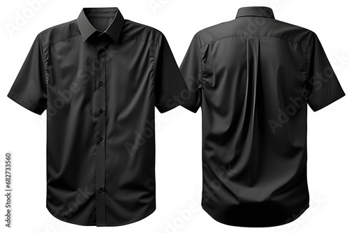 Men's black collared shirt isolated on transparent background ,generative ai
