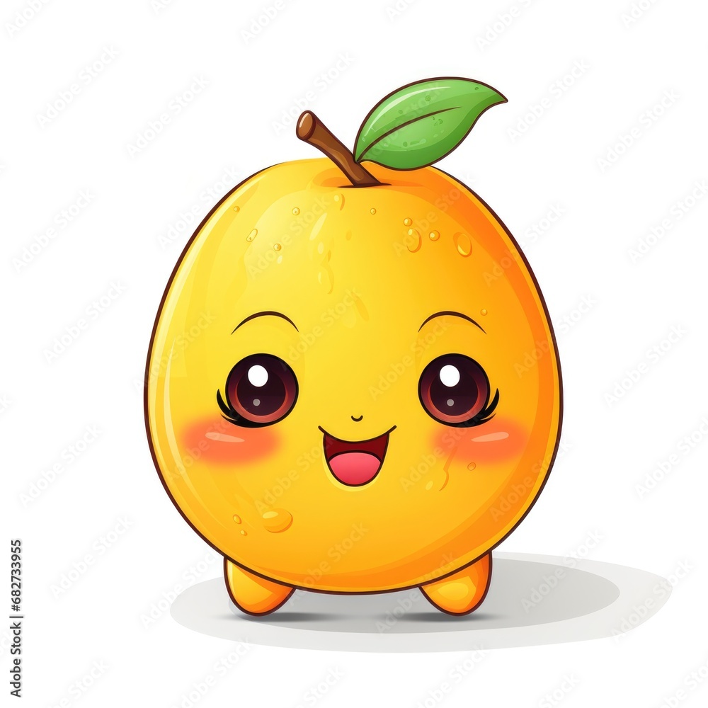 Cute cartoon 3d character mango with eyes on white background Cute cartoon 3d character mango with eyes on white background