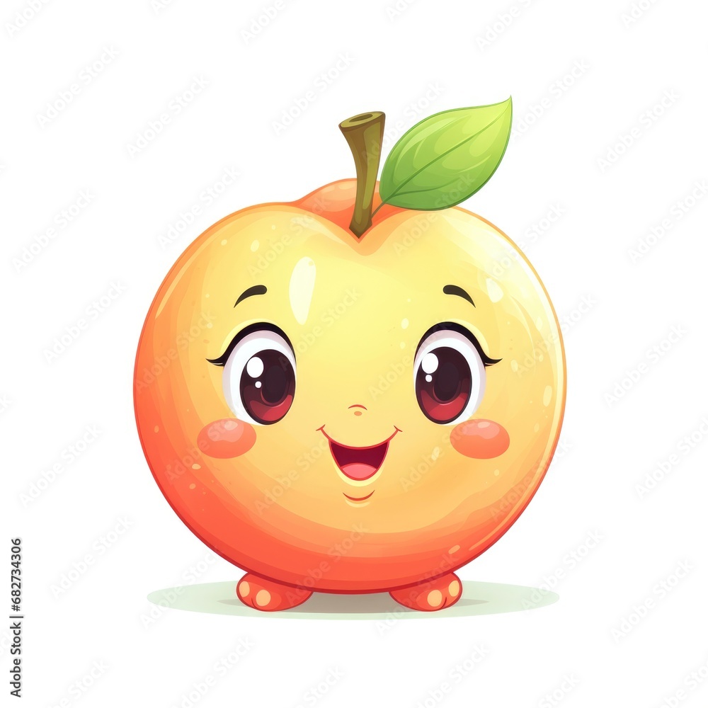 Cute cartoon 3d character peach with eyes on white background Cute cartoon 3d character peach with eyes on white background