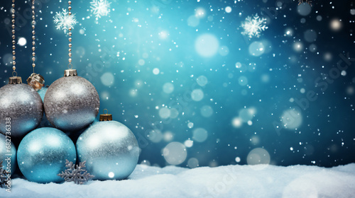 Background with Christmas snowy fir tree and Christmas