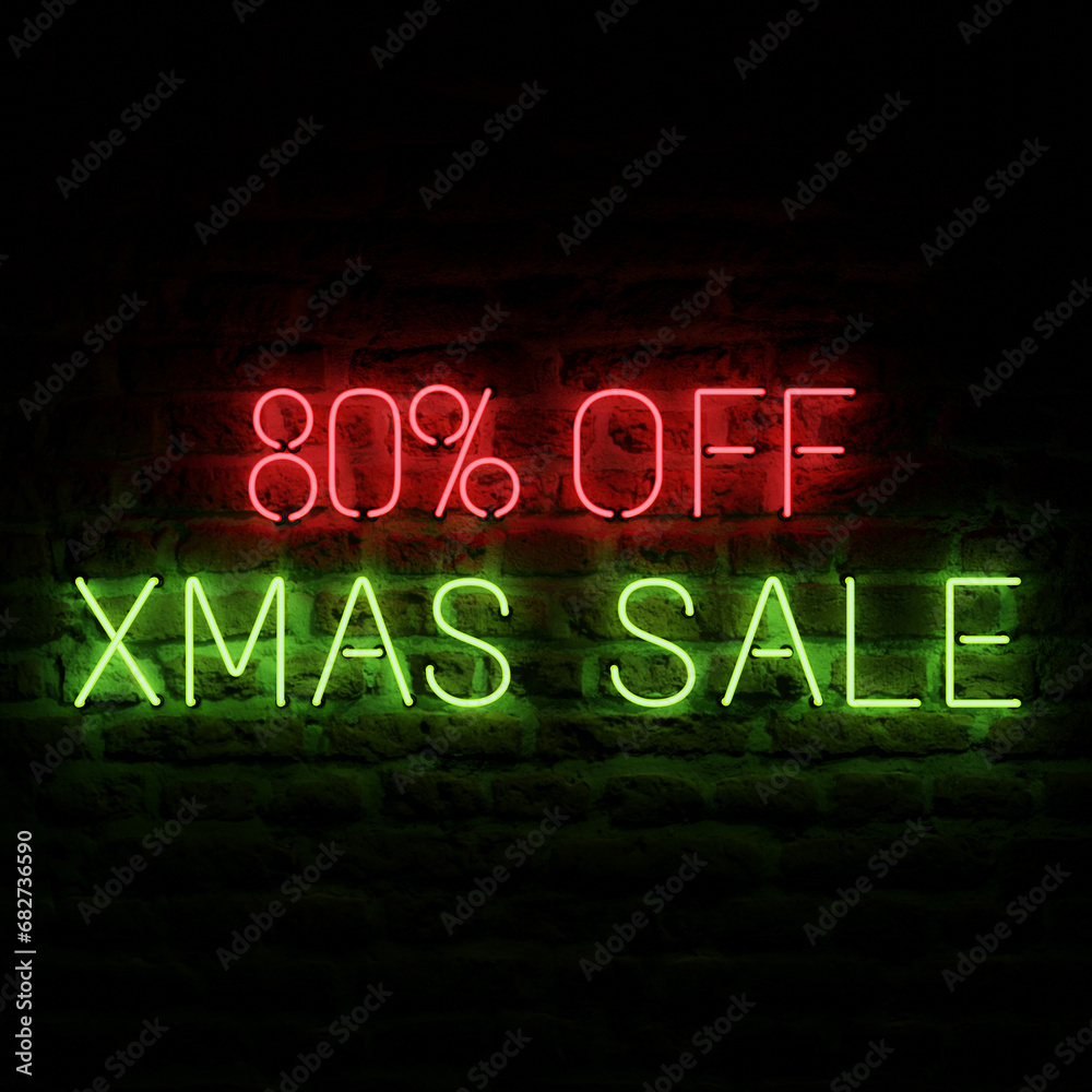 80 Percent Off Xmas Sale With Brick Background