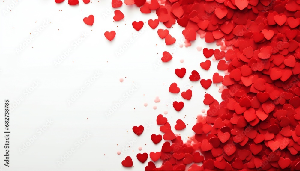 Valentine's Day background with red hearts.