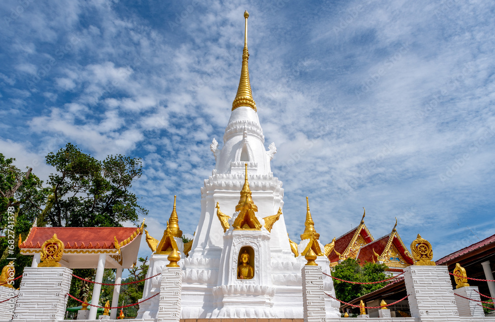 Naklejka premium Stupa and statues at the Wat Sila Ngu Buddhist Temple on Ko Samui island in Thailand