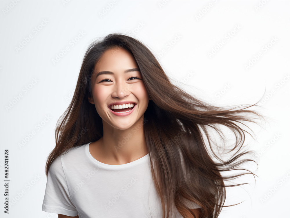 Beautiful young Asian girl laughing. Full mouth smile. Isolated on white background
Beautiful young Asian girl laughing. Full mouth smile. Isolated on white background