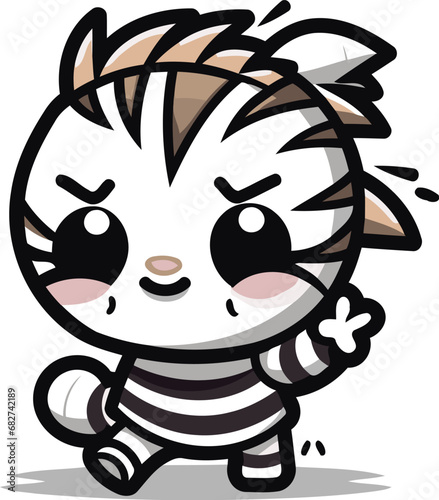 Fototapeta Naklejka Na Ścianę i Meble -  Cute zebra cartoon mascot character vector illustration