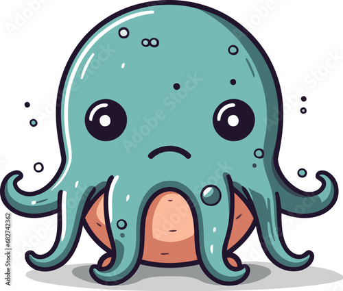 Octopus character design cute cartoon octopus vector illustration