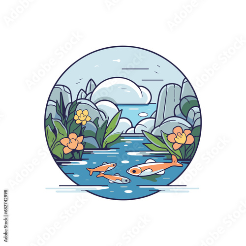 fishpond icon vector illustration in white background