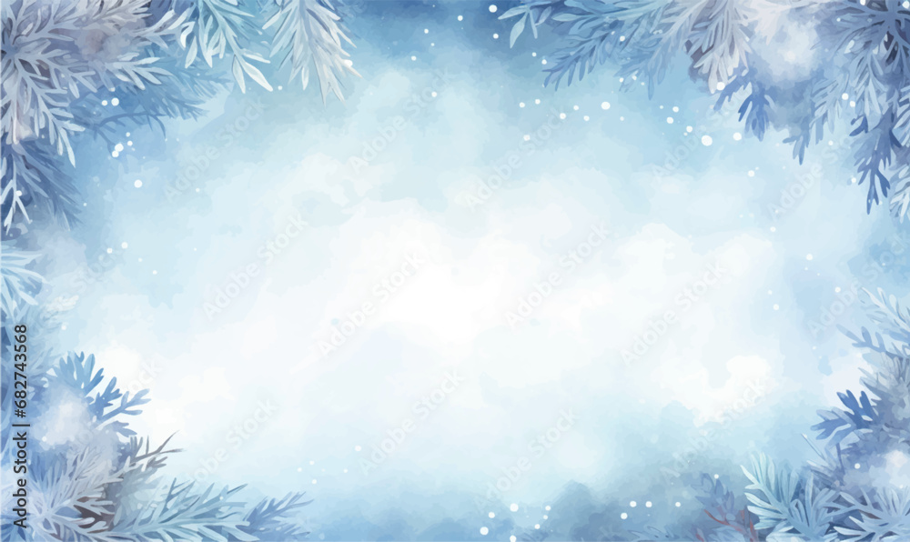 watercolor winter frame background