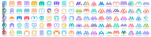 collection abstract letter M logo design. modern logotype M design with colorful. vector illustration