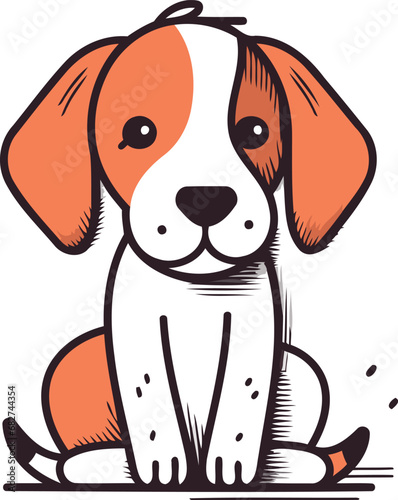 Beagle dog vector illustration hand drawn doodle dog