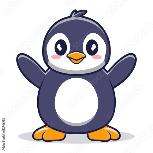 Vector Art of a Cute happy penguin. Cartoon style Flat icons of animals and nature elements concept © Sumondesigner_42