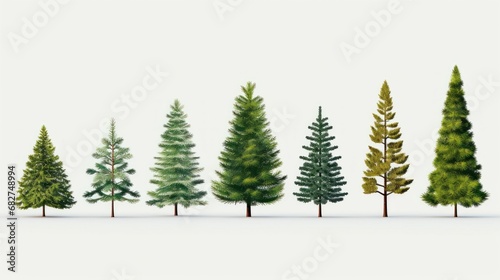 Collection of Christmas trees, modern flat design.