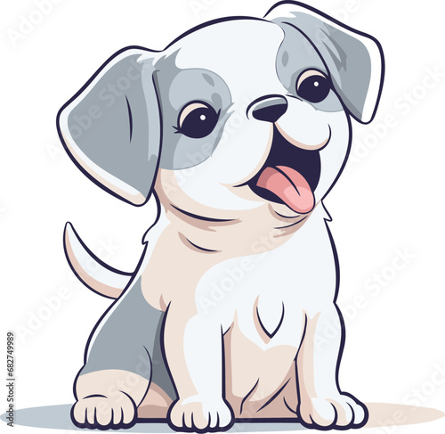 Cute cartoon dog vector illustration isolated on a white background