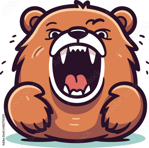 Illustration of a cute cartoon bear crying and yelling