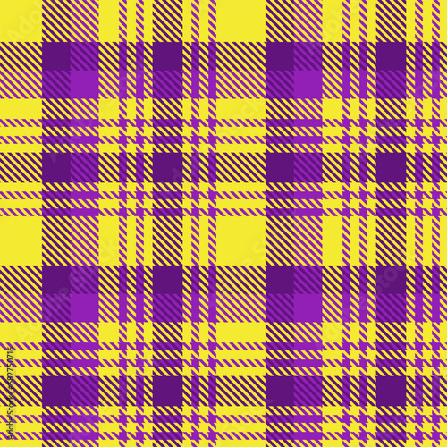 Yellow Purple Tartan Plaid Pattern Seamless. Check fabric texture for flannel shirt, skirt, blanket
