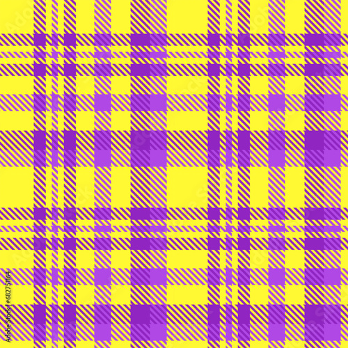 Yellow Purple Tartan Plaid Pattern Seamless. Check fabric texture for flannel shirt, skirt, blanket
