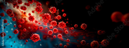 Virus particles in the blood, infectious diseases photo