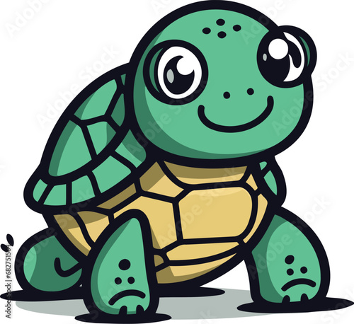 Cute cartoon turtle vector illustration cute sea turtle