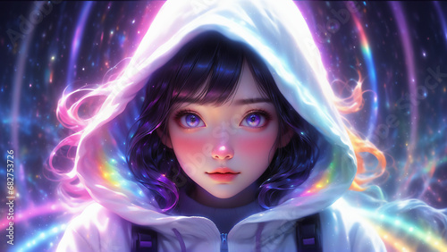 anime girl white hoodie #1