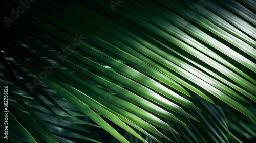 Close-up Shot Showcasing a Green Palm Leaf Illuminated by Sunlight and Shadow © Pretty Panda