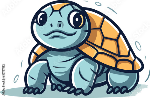 Cute cartoon turtle vector illustration isolated on a white background