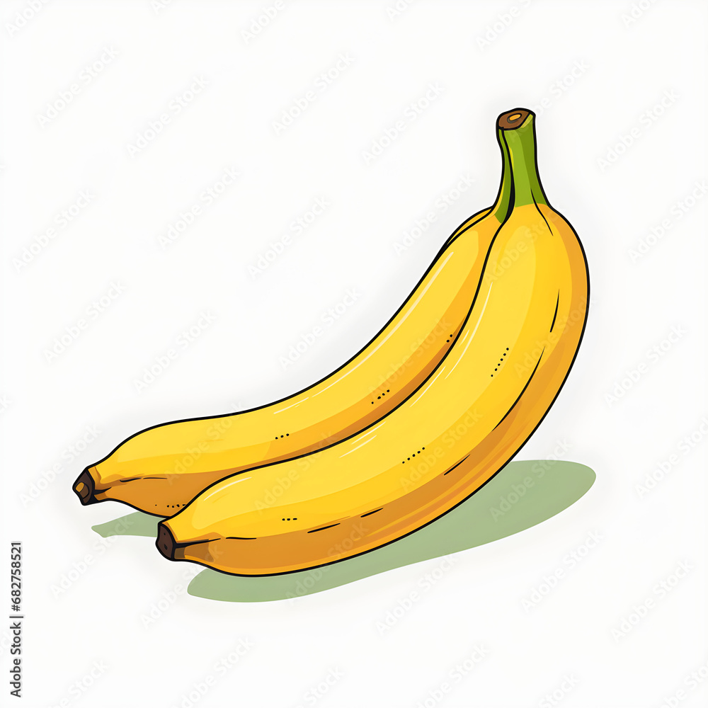 yellow ripe banana picture Isolates or white background images so they can be used easily. Ai generate.