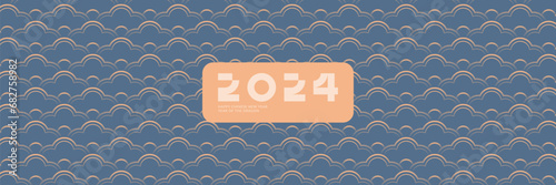 Japanese pattern in oriental geometric traditional style. 2024 NY Minimal vector banner design.
