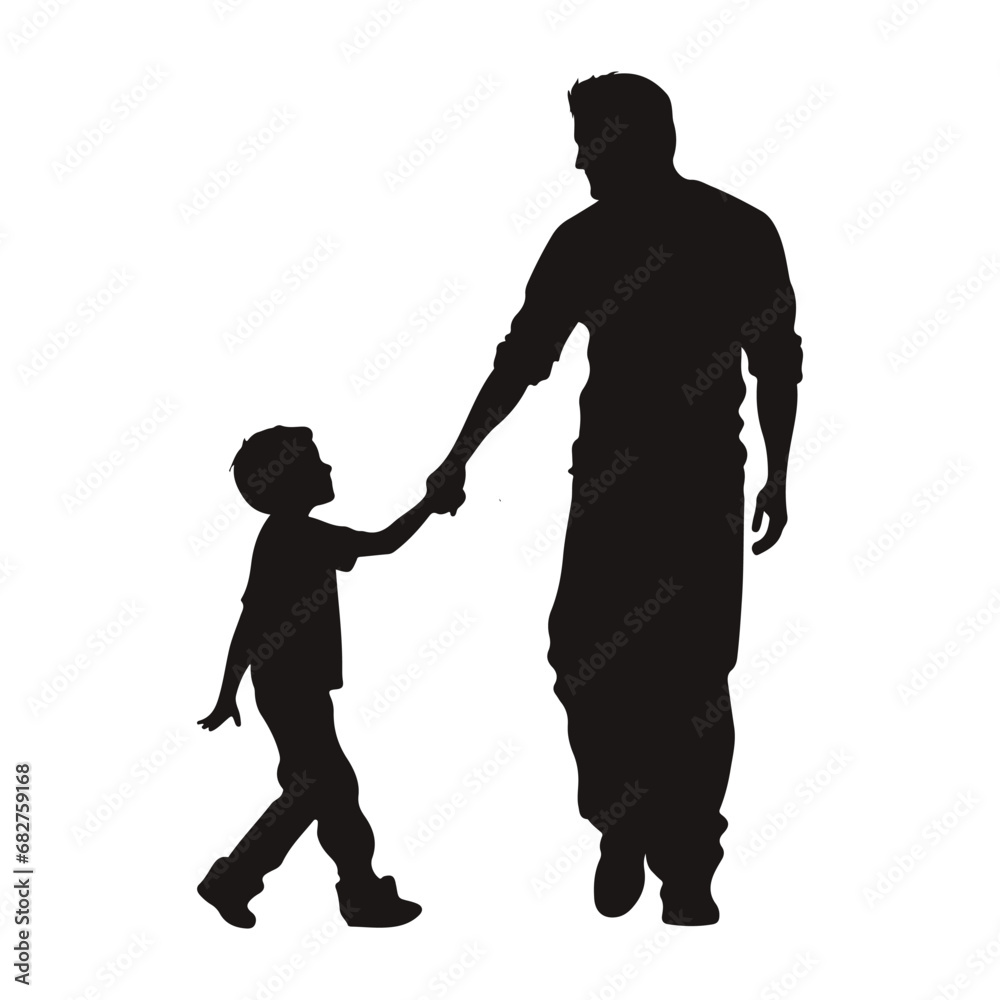 Fathers Day illustration with father and her child
