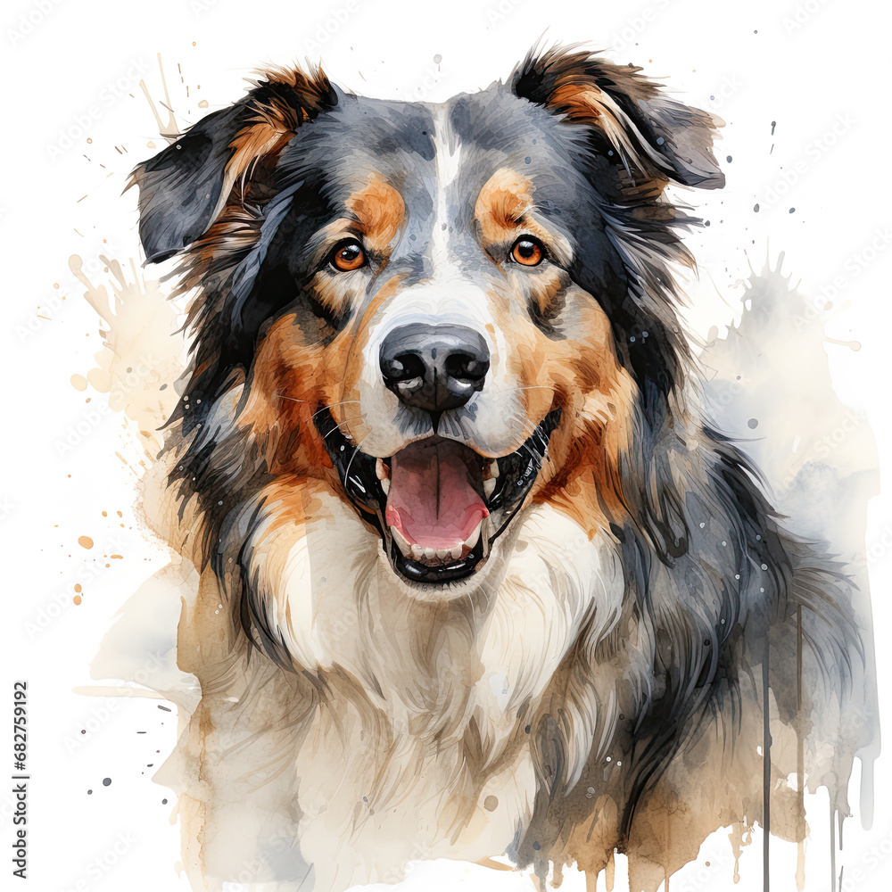 watercolor Alaskan Malamute clipart, Generative Ai