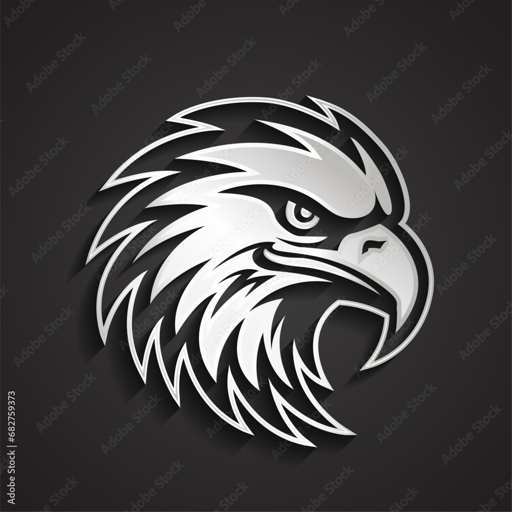 Fototapeta premium 3d silver eagle head logo design