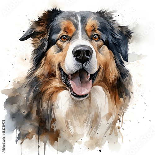 watercolor Alaskan Malamute clipart, Generative Ai